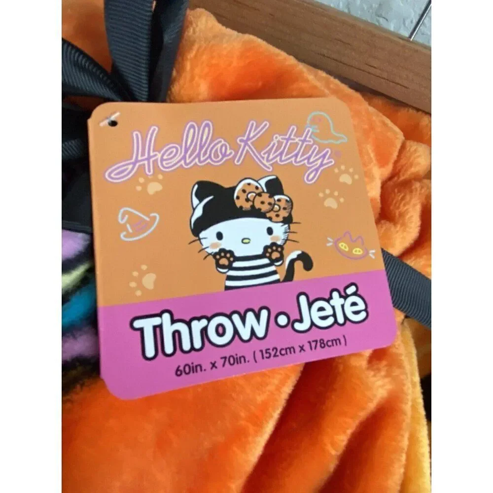 2 Pack Hello Kitty Halloween Throw Blankets Orange Web Pumpkin Pirate Candy Corn